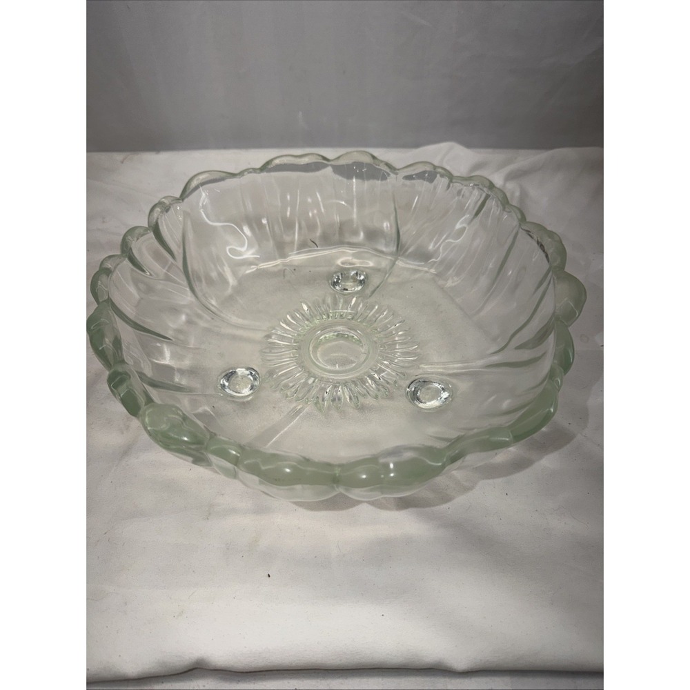 Vintage 70s Clear Sunflower Indiana Glass Footed‎ Serving Fruit Bowl Large 11"